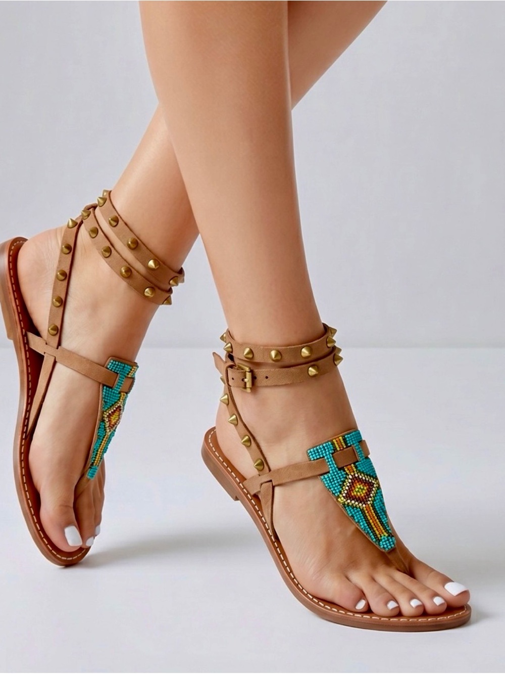 ASH “Pam” Studded & Beaded Strappy Sandals
